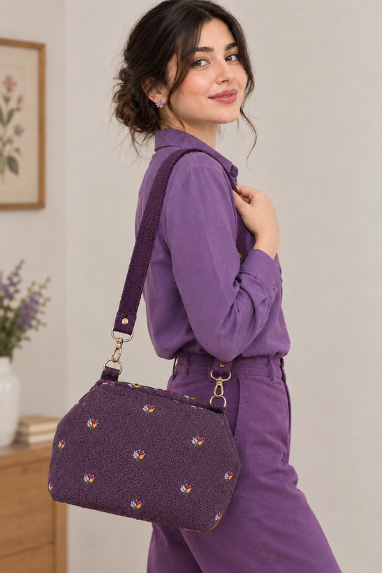 کیف دستی پارچه مبلی طرح دسته گل
